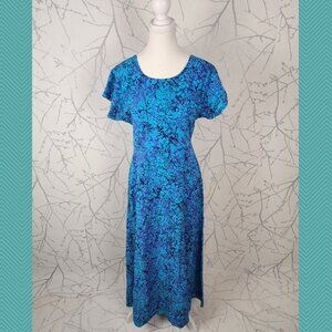 Desiree Turquoise Blue Floral Printed Handmade Maxi Dress